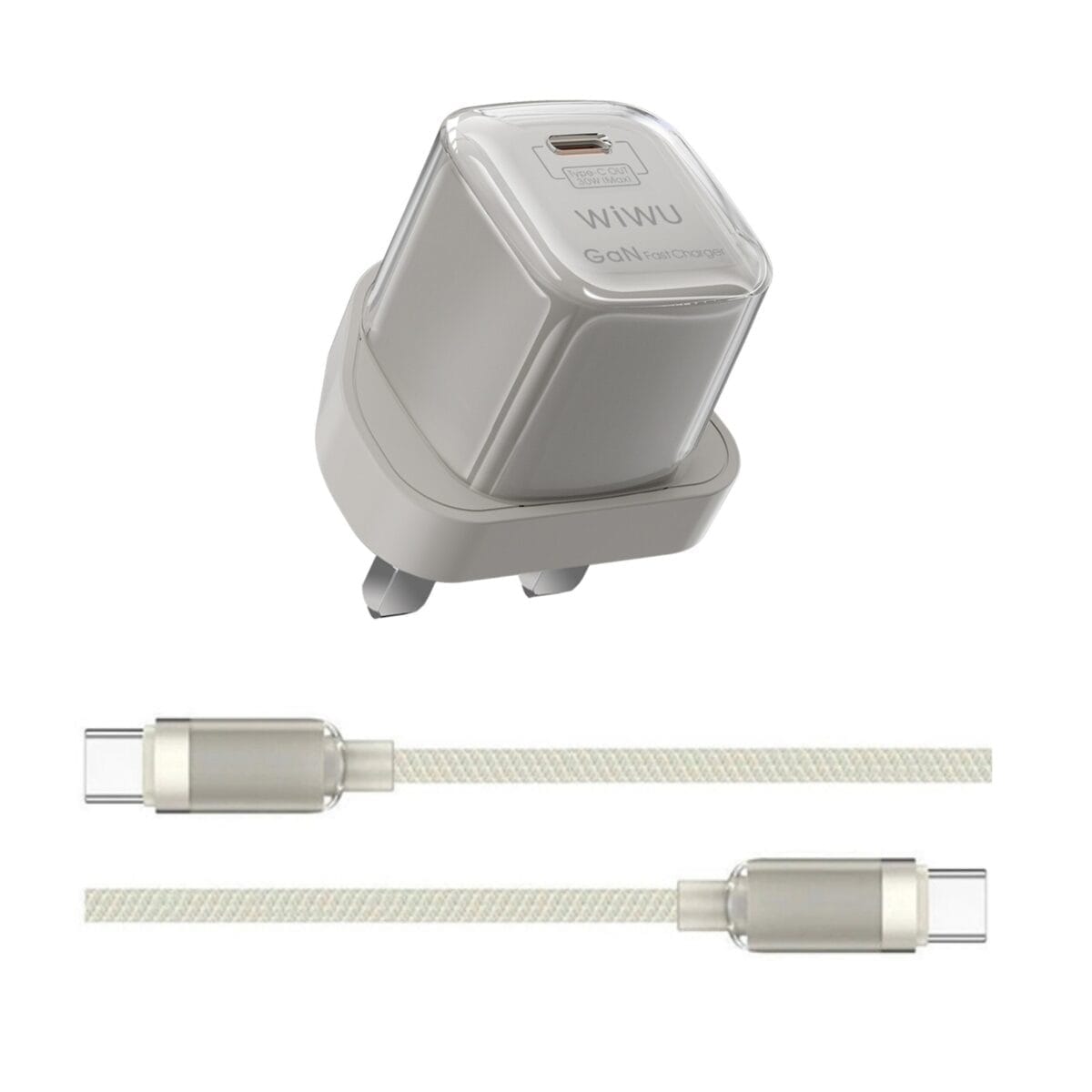 Wiwu Wi-U016 Jello 20w Type-C to Type-C PD Gan Fast Charger Titanium - Image 1
