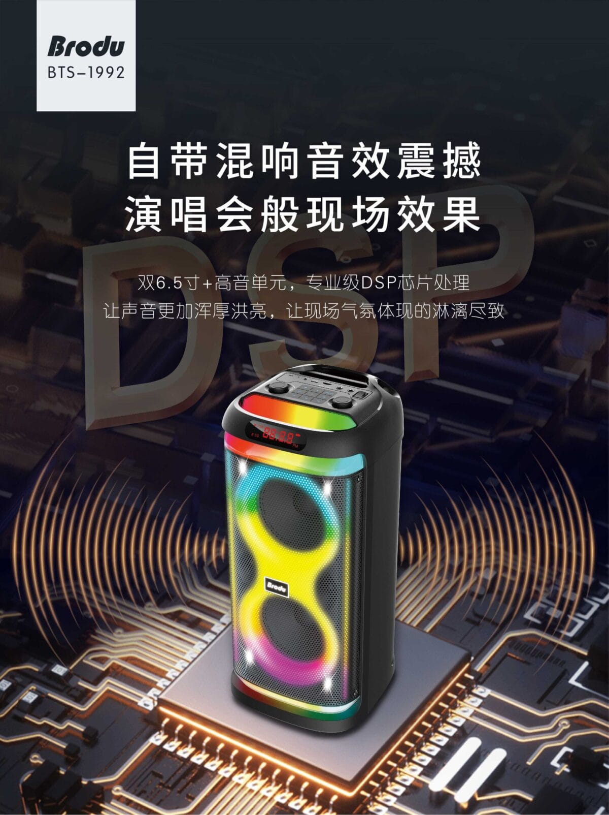 Brodu BTS-1992 RGB Karaoke Speaker - Image 7
