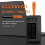 Aspor A376 60000mAh Solar Power Bank Fast Charging 6-Port Output with HD Display - Image 4