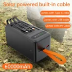 Aspor A376 60000mAh Solar Power Bank Fast Charging 6-Port Output with HD Display - Image 5