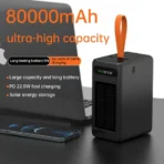 Aspor A377 80000mAh Portable Solar Power Bank 22.5W Fast Charging Built-in Cable Charger - Image 5