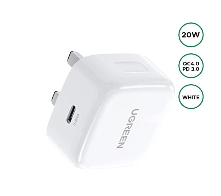 4e220a49023ff2f6207838ace9daf2c5.jpg_720x720q80 UGREEN 20W Type-C GaN Fast Charging Adapter UK (White)- CD137 – 60451 – 1 Year Warranty - Image 1